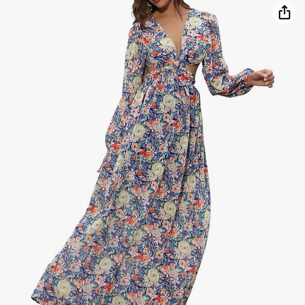 Floral maxi with side cut outs